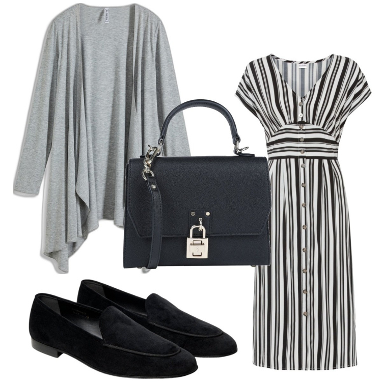 Outfit donna - Total look #1845404. Stile Trendy per Tutti i giorni. Abbinamento con vestiti, cardigans, borse a mano, mocassini.
