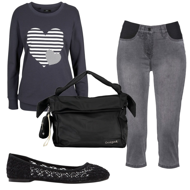 Outfit donna - Total look #1845408. Stile Trendy per Tutti i giorni. Abbinamento con maglieria, ballerine, jeans, borse a spalla.