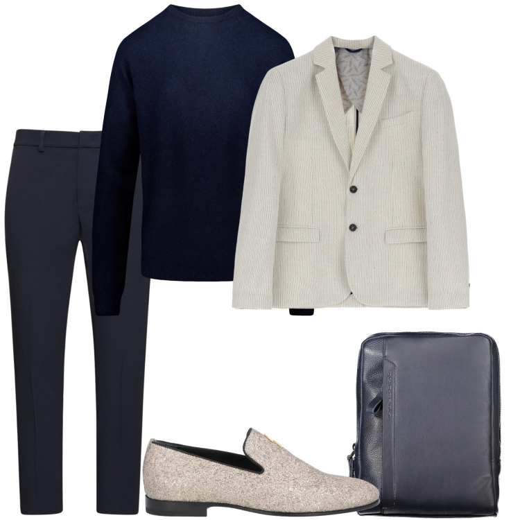 Outfit uomo - Total look #1845579. Stile Casual per Tutti i giorni. Abbinamento con scarpe stringate, giacche, maglieria, portafogli, pantaloni.