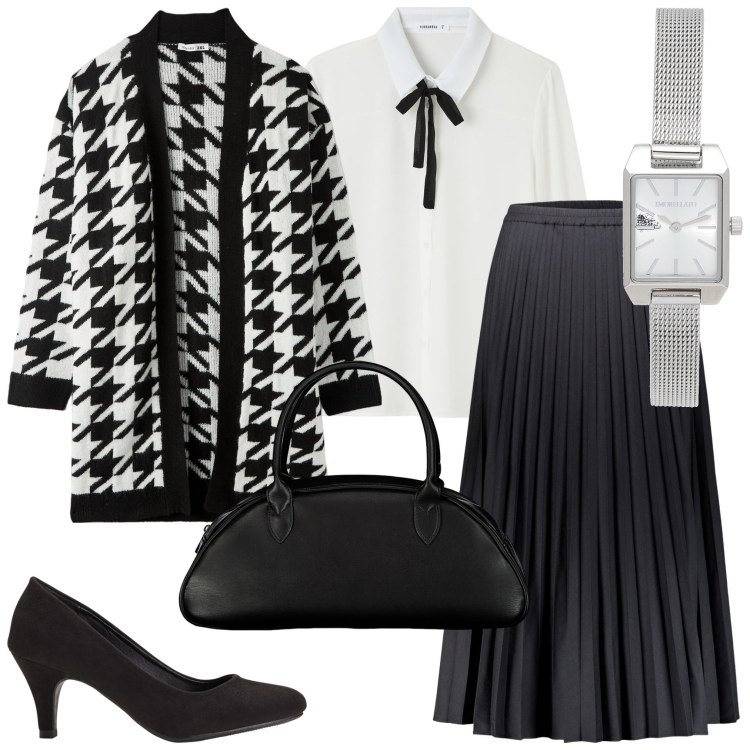 Outfit donna - Cardigan pedipull. Stile Chic per Serata fuori. Abbinamento con décolleté, orologi, cardigans, camicie, gonne lunghe, borse a spalla.