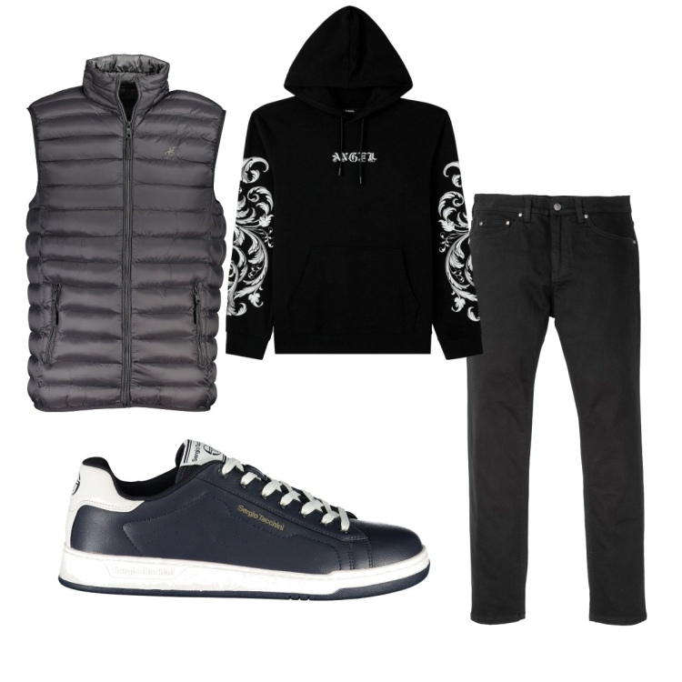Outfit uomo - Total look #1845846. Stile Casual per Tutti i giorni. Abbinamento con jeans slim fit, felpe con cappuccio, scarpe sportive, giacche.