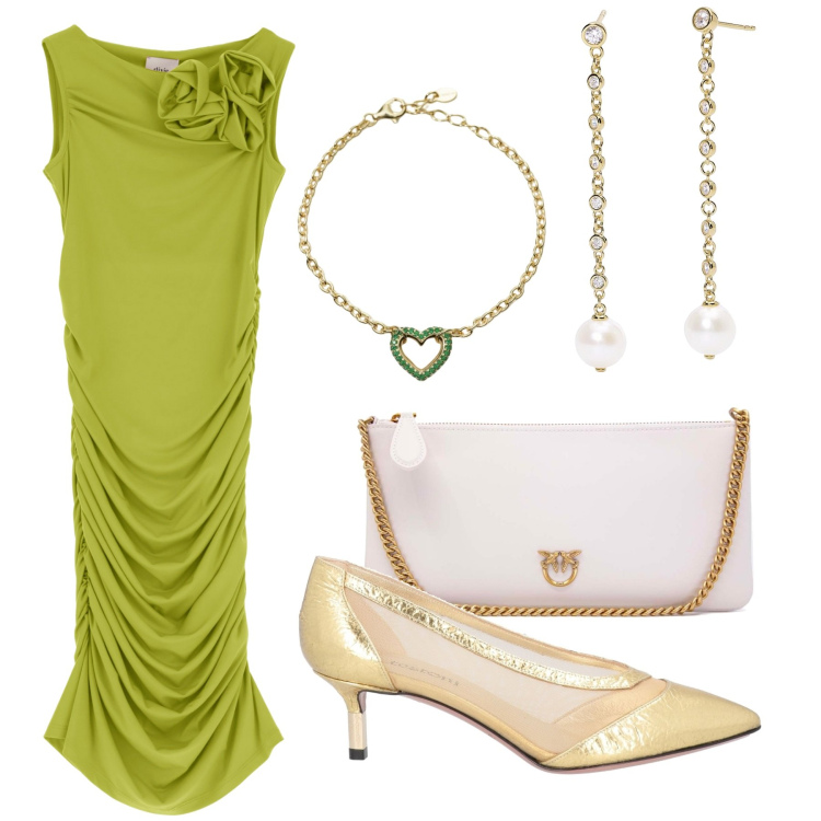 Outfit donna - Total look #1845859. Stile Glamour per Cerimonia. look ideale per Petite. Abbinamento con décolleté, orecchini, braccialetti, vestiti corti, borse a tracolla.