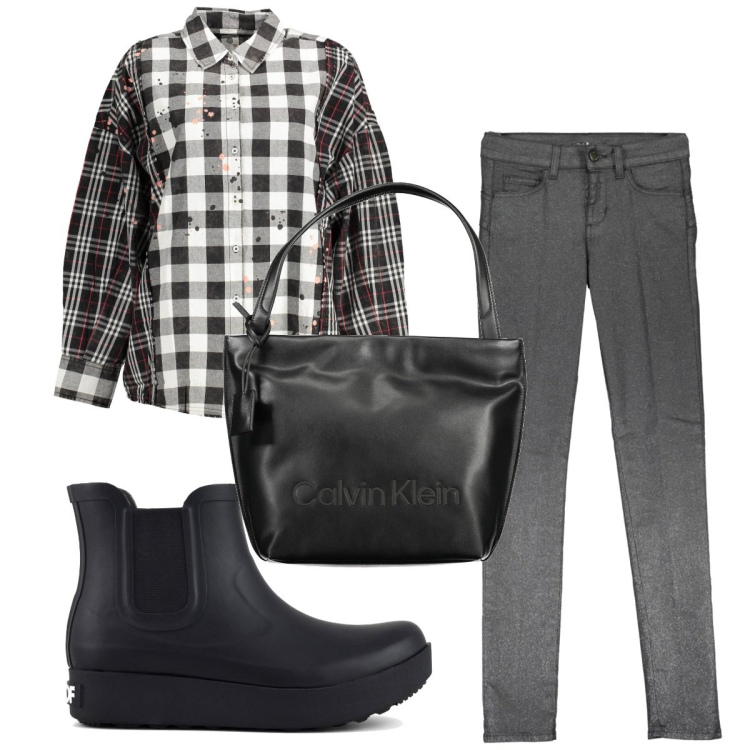 Outfit donna - Total look #1845930. Stile Basic per Tutti i giorni. Abbinamento con stivali, pantaloni, borse a spalla, camicie.