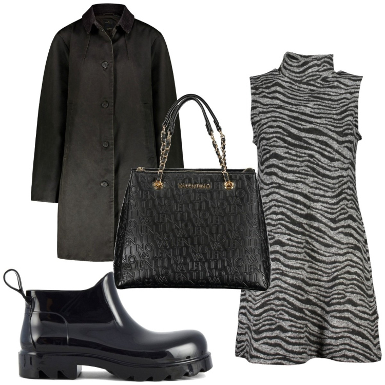 Outfit donna - Total look #1845931. Stile Trendy per Tutti i giorni. Abbinamento con stivali, vestiti corti, borse a spalla, blazer.