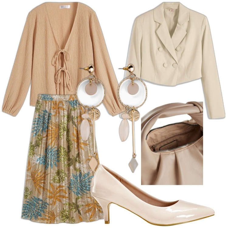 Outfit donna - Happy easter by bonprix. Stile Casual chic per Tutti i giorni. Abbinamento con borse a mano, orecchini, cardigans, gonne lunghe, décolleté, blazer.