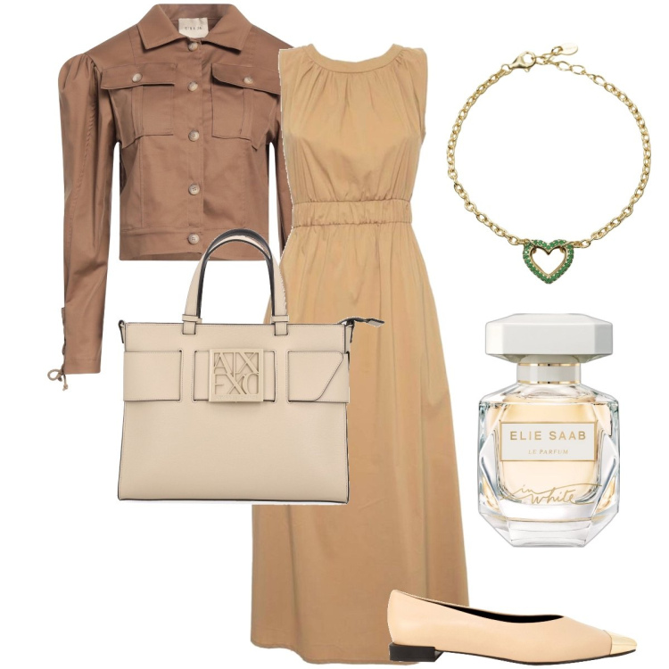 Outfit donna - Safari in lungo. Stile Boho per Tutti i giorni. Abbinamento con blazer, ballerine, profumi, braccialetti, vestiti lunghi, borse tote.