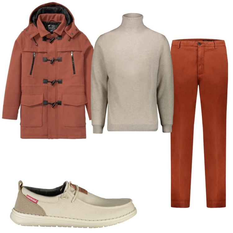 Outfit uomo - Total look #1846146. Stile Trendy per Tutti i giorni. Abbinamento con montgomery, pantaloni, scarpe stringate, maglieria.