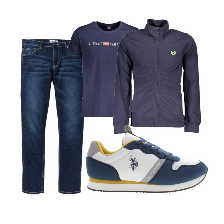 Outfit uomo - Total look #1846506. Stile Casual per Tutti i giorni. Abbinamento con jeans, scarpe sportive, t-shirt, felpe.