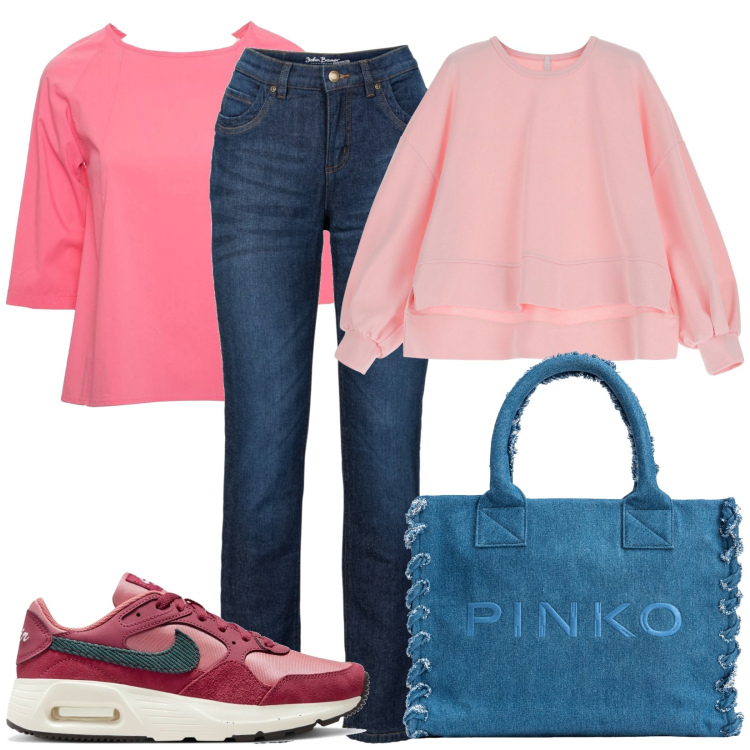 Outfit donna - Total look #1846523. Stile Basic per Tutti i giorni. Abbinamento con jeans dritti, shopping bag, felpe, sneakers, bluse.