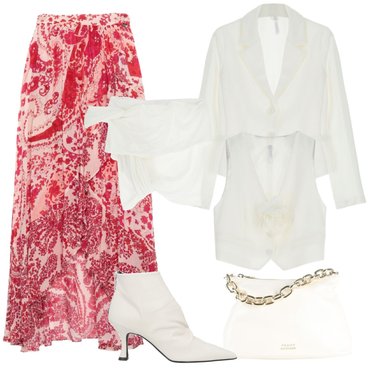 Outfit donna - Comfort ed eleganza bohemien. Stile Boho per Cerimonia. Abbinamento con gonne longuette, stivaletti, borse a mano, gilet, blazer, top.