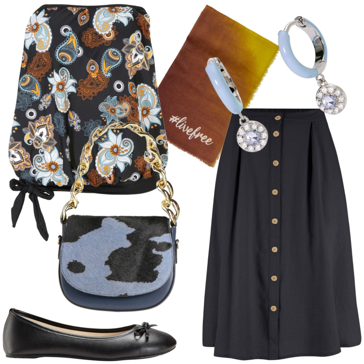 Outfit donna - Canotta mille usi. Stile Casual per Tutti i giorni. Abbinamento con top, gonne longuette, ballerine, borse a mano, orecchini, foulard.