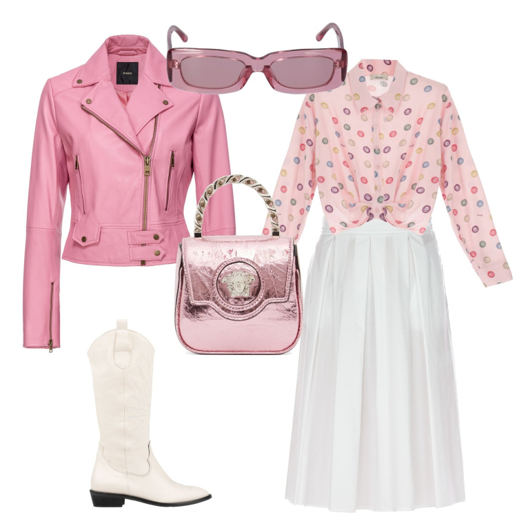 Outfit donna - Trendy per un week end speciale. Stile Trendy per Tutti i giorni. Abbinamento con stivali, giacche, camicie, borse a mano, occhiali da sole, gonne longuette.