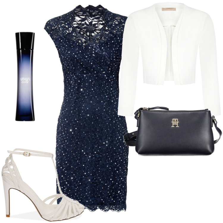 Outfit donna - Rara e travolgente affinità elettiva. Stile Chic per Tutti i giorni. Abbinamento con vestiti, profumi, blazer, sandali col tacco, borse a tracolla.