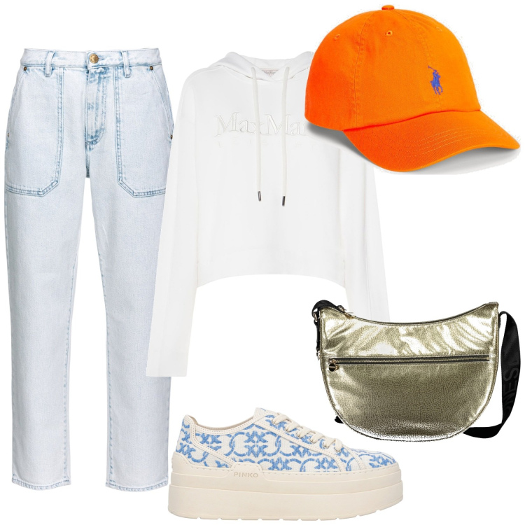 Outfit donna - A passeggio con il chihuahua. Stile Casual per Tutti i giorni. Abbinamento con jeans, sneakers, cappelli, borse a tracolla, felpe con cappuccio.