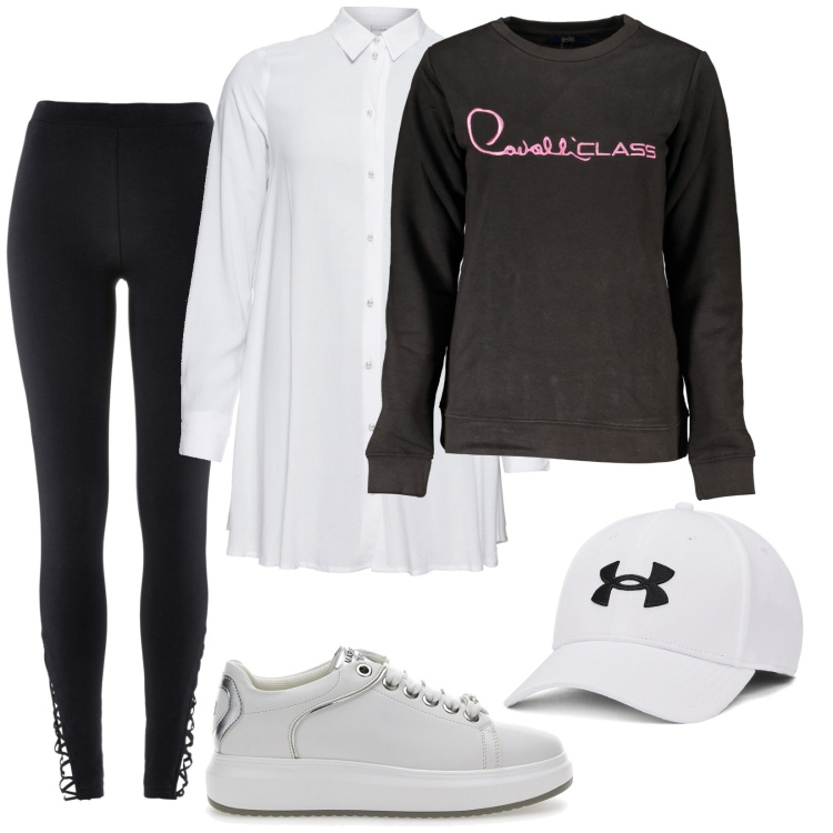 Outfit donna - Americanstyle. Stile Casual per Tutti i giorni. Abbinamento con camicie, leggings, sneakers, berretti, felpe.