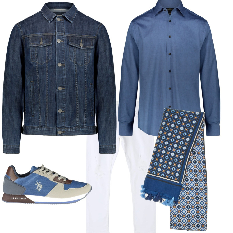 Outfit uomo - Trendy. Stile Trendy per Tutti i giorni. Abbinamento con jeans strappati, giacche, scarpe sportive, sciarpe, camicie.