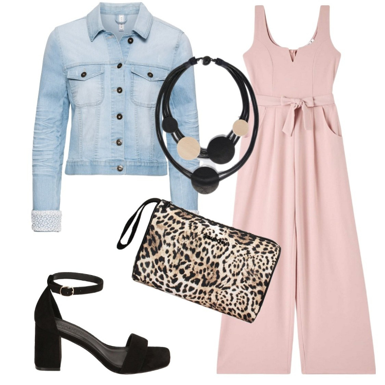 Outfit donna - Rosa...etnico. Stile Casual chic per Serata fuori. Abbinamento con blazer, tute, sandali col tacco, valigie, collane.