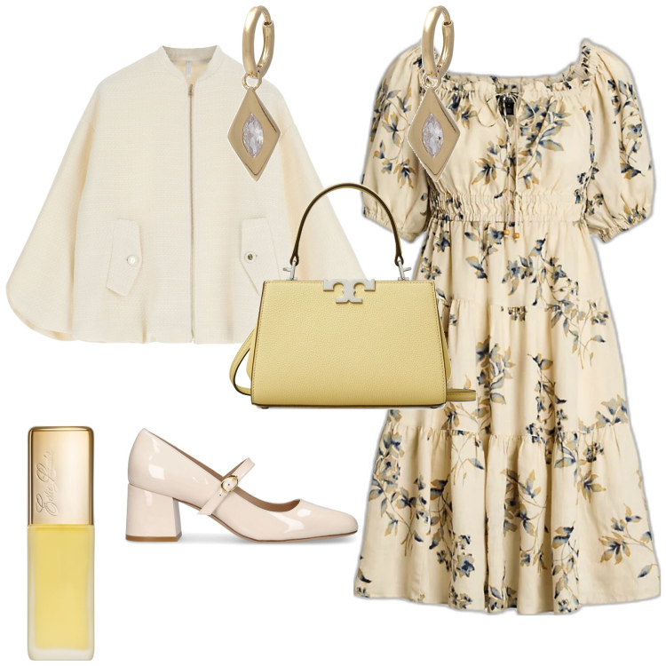 Outfit donna - Bon ton cerimonia evento. Stile Bon Ton per Cerimonia. Abbinamento con orecchini, profumi, bomber, vestiti, décolleté, borse a mano.