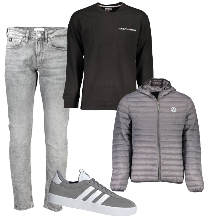 Outfit uomo - Outftit in grigio. Stile Casual per Tutti i giorni. Abbinamento con t-shirt, jeans, giacche, sneakers.