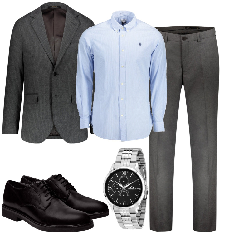 Outfit uomo - Formale. Stile Business/Elegante per Tutti i giorni. Abbinamento con orologi, giacche, pantaloni, scarpe stringate, camicie.