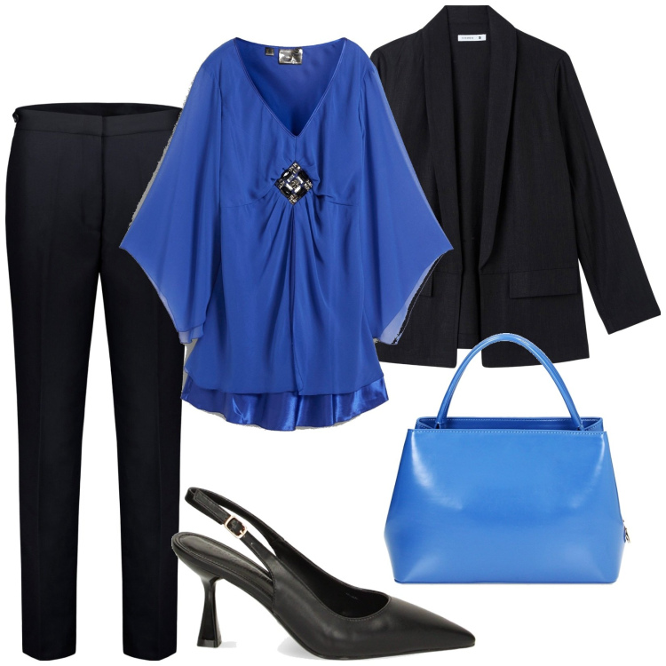 Outfit donna - La blusa glam. Stile Chic per Tutti i giorni. Abbinamento con tuniche, blazer, borse a mano, décolleté, pantaloni.