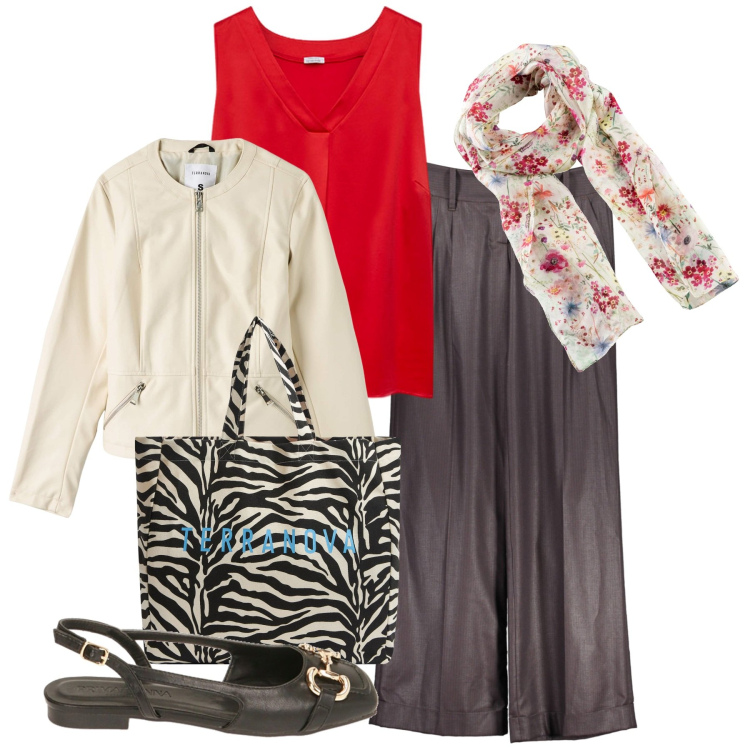 Outfit donna - Morbida-mente. Stile Bon Ton per Tutti i giorni. Abbinamento con foulard, borse tote, blazer, ballerine, pantaloni, top.
