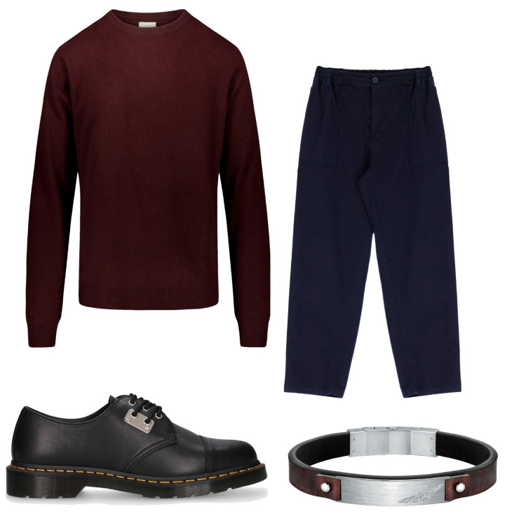Outfit uomo - Total look #1848887. Stile Business/Elegante per Tutti i giorni. Abbinamento con braccialetti, pantaloni, maglieria, scarpe stringate.