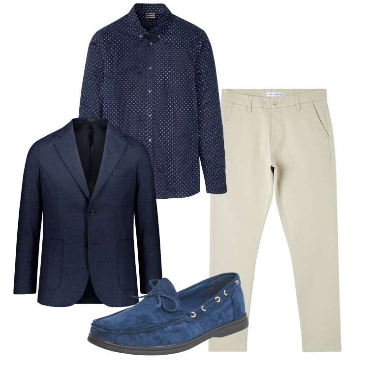 Outfit uomo - Pois per lui. Stile Trendy per Tutti i giorni. Abbinamento con camicie, pantaloni skinny, scarpe stringate, giacche.