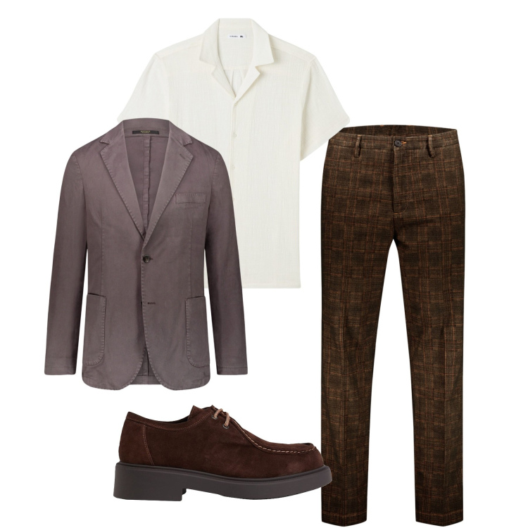 Outfit uomo - Trendy tobac. Stile Trendy per Tutti i giorni. Abbinamento con scarpe stringate, camicie a manica corta, pantaloni, giacche.