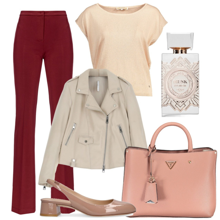 Outfit donna - Il mio chiodo fisso. Stile Casual chic per Tutti i giorni. Abbinamento con profumi, pantaloni, giacche, décolleté, t-shirt, collane.