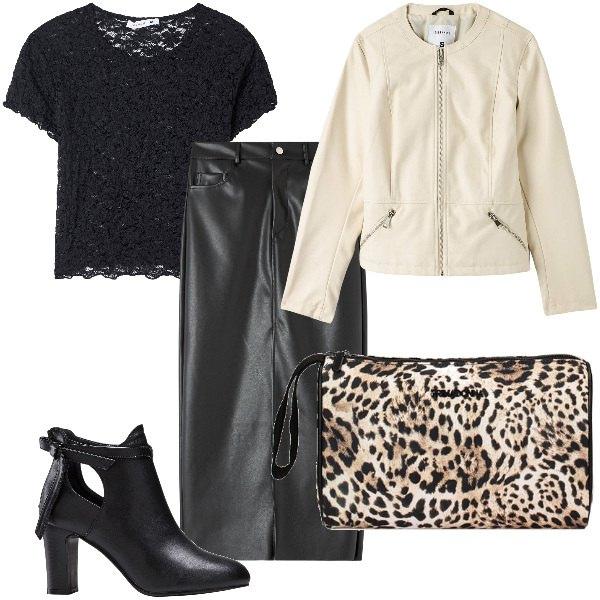 Outfit donna - Total look #1849131. Stile Sexy per Serata fuori. Abbinamento con stivaletti, t-shirt, blazer, gonne lunghe, valigie.