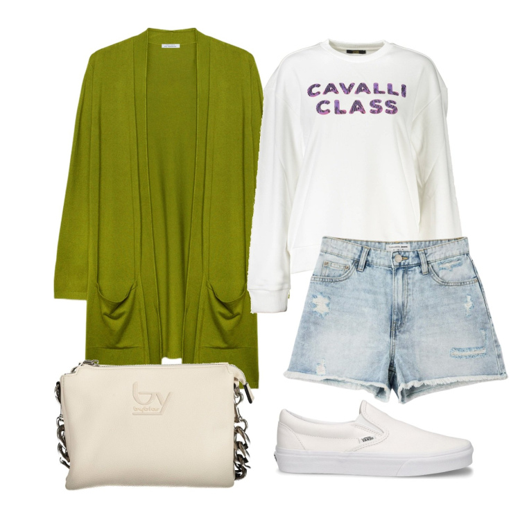 Outfit donna - Look da casa ma non solo. Stile Casual per Tutti i giorni. Abbinamento con shorts, cardigans, borse a spalla, felpe, sneakers.