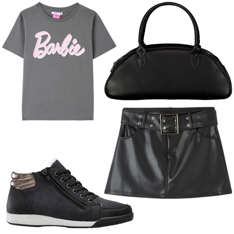 Outfit donna - Total look #1849198. Stile Basic per Tutti i giorni. Abbinamento con sneakers alte, t-shirt, minigonne, borse a spalla.
