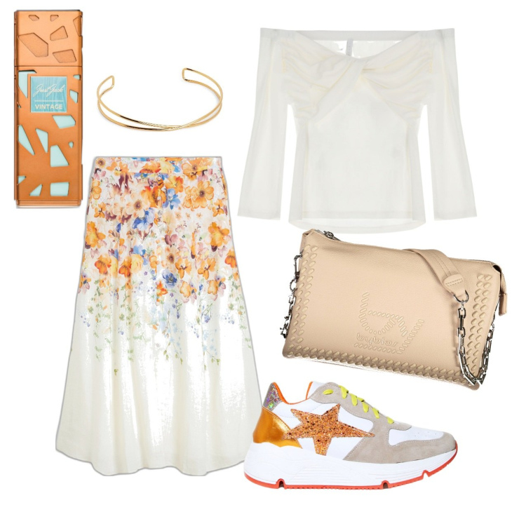 Outfit donna - Un cuore gitano. Stile Boho per Tutti i giorni. Abbinamento con gonne, collane, profumi, sneakers, t-shirt, borse a spalla.