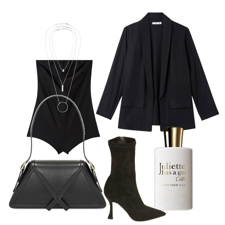 Outfit donna - Mi sento audace. Stile Sexy per Serata fuori. Abbinamento con ciondoli, profumi, blazer, tute, stivaletti, borse a mano.