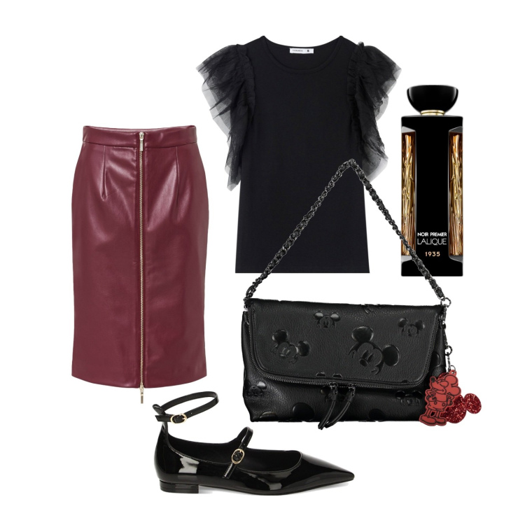 Outfit donna - Una gonna che fascia. Stile Trendy per Tutti i giorni. Abbinamento con gonne longuette, profumi, t-shirt, ballerine, borse a spalla.