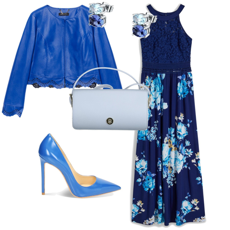 Outfit donna - Romantica. Stile Romantica per Cerimonia. Abbinamento con vestiti lunghi, orecchini, décolleté, blazer, borse a spalla.