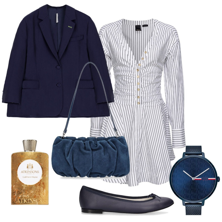 Outfit donna - Leggera con le ballerine. Stile Bon Ton per Tutti i giorni. Abbinamento con orologi, profumi, vestiti chemisier, blazer, ballerine, borse a mano.