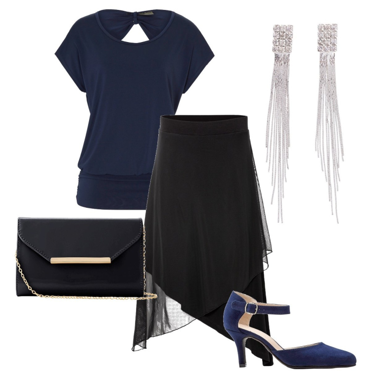 Outfit donna - Cerimonia ad aprile. Stile Chic per Cerimonia. Abbinamento con orecchini, décolleté, gonne, maglieria, pochette.