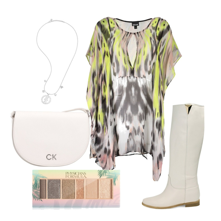 Outfit donna - Indole selvaggia. Stile Trendy per Tutti i giorni. Abbinamento con collane, ombretti, stivali, vestiti corti, borse a tracolla.