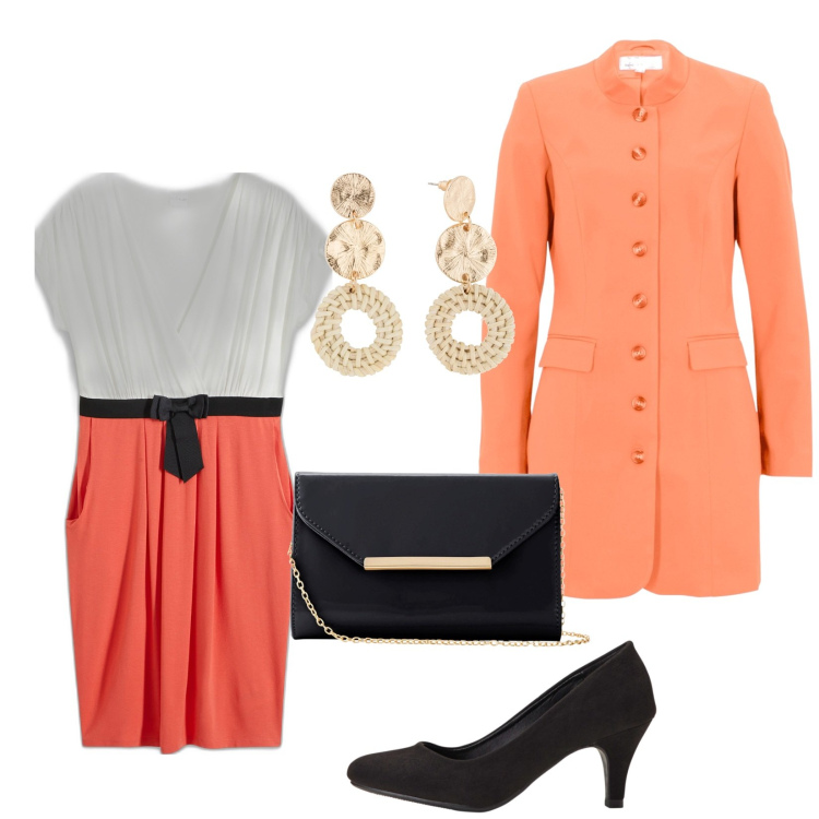 Outfit donna - Total look #1850041. Stile Glamour per Cerimonia. Abbinamento con décolleté, blazer, vestiti, pochette, orecchini.