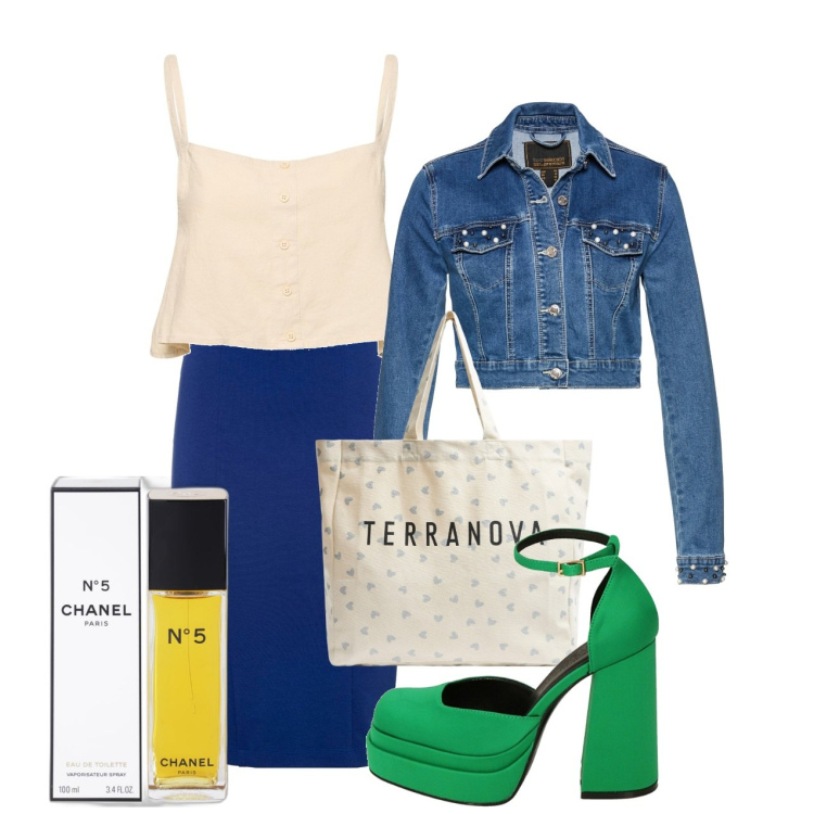 Outfit donna - Io e il mio Chanel. Stile Chic per Tutti i giorni. Abbinamento con blazer, profumi, shopping bag, décolleté, top, gonne.