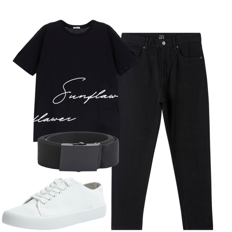 Outfit uomo - Total look #1850376. Stile Casual per Tutti i giorni. Abbinamento con pantaloni, sneakers, cinture, t-shirt.