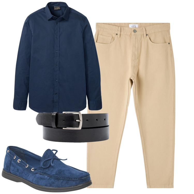 Outfit uomo - Total look #1850444. Stile Urban per Tutti i giorni. Abbinamento con camicie, pantaloni, scarpe stringate, cinture.