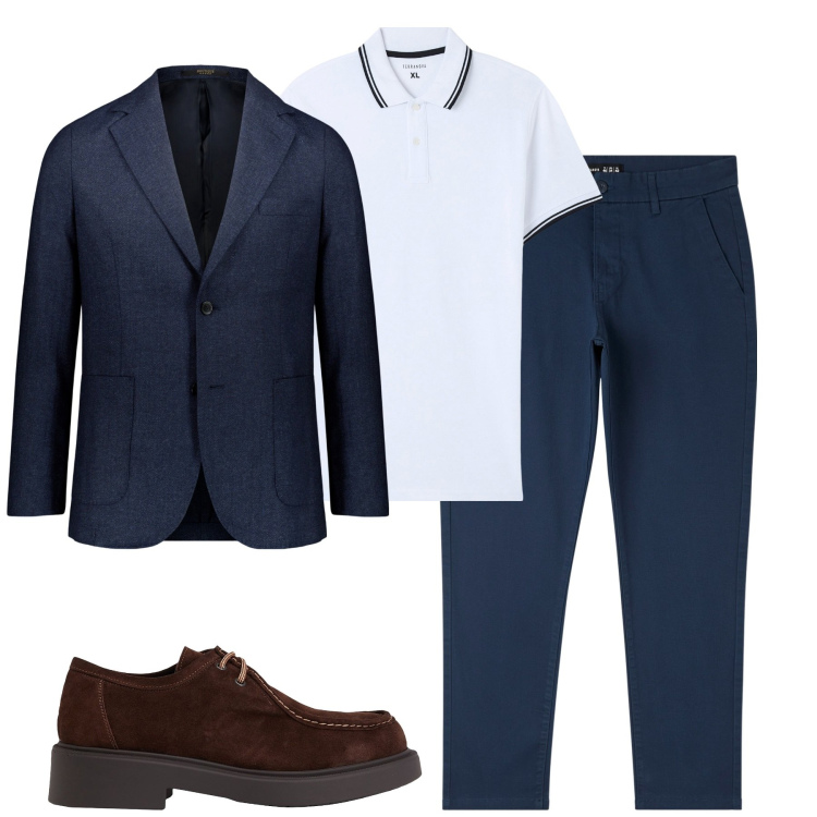 Outfit uomo - Total look #1850447. Stile Business/Elegante per Tutti i giorni. Abbinamento con scarpe stringate, pantaloni skinny, polo, giacche.