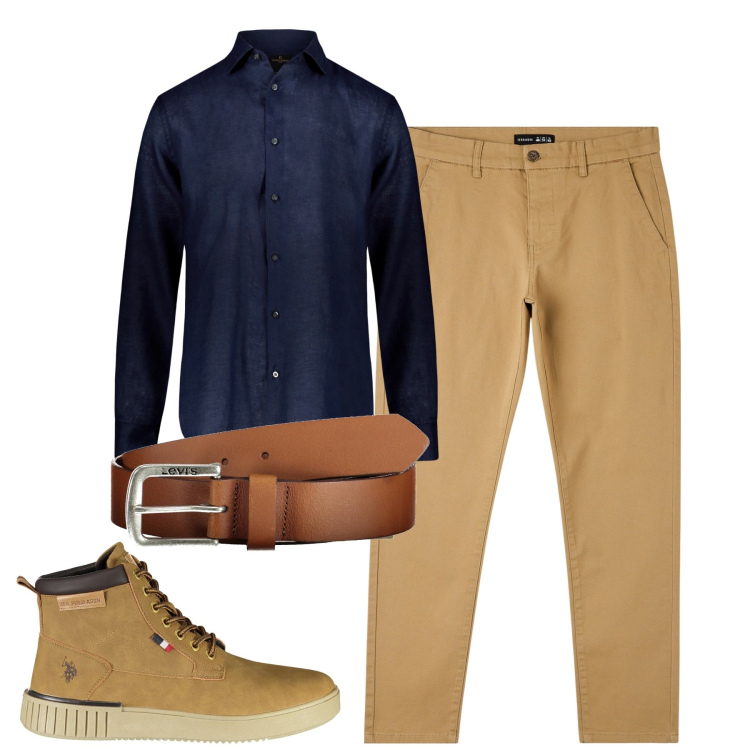 Outfit uomo - Total look #1850450. Stile Urban per Tutti i giorni. Abbinamento con pantaloni skinny, camicie, stivali, cinture.