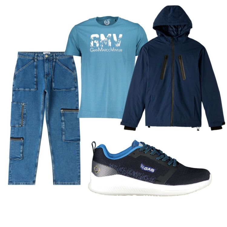 Outfit uomo - Total look #1850518. Stile Casual per Tutti i giorni. Abbinamento con jeans, giacche, t-shirt, scarpe sportive.