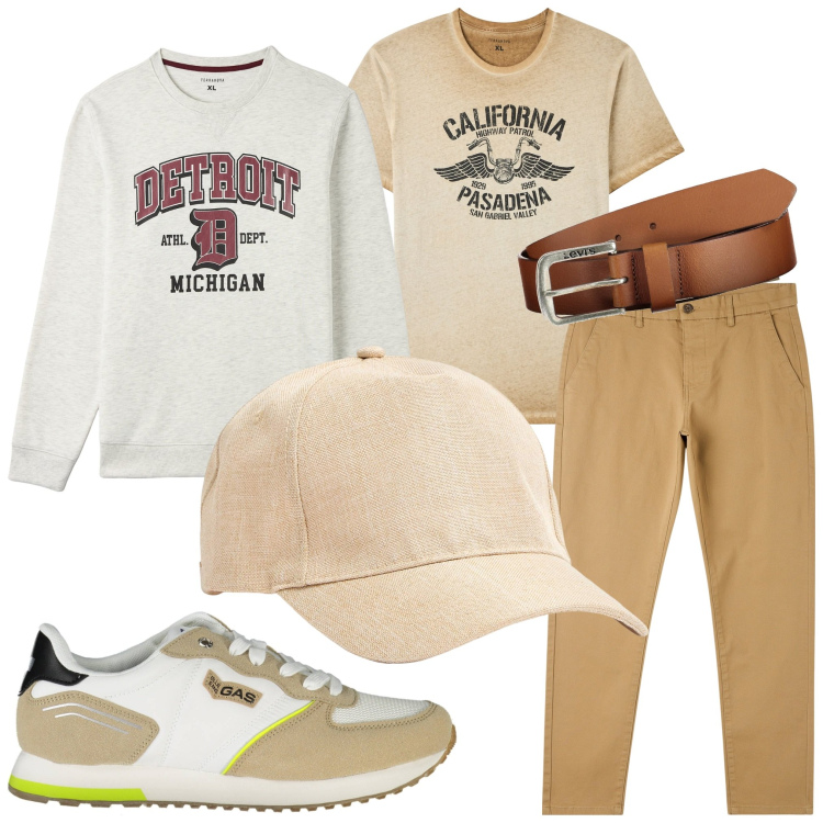 Outfit uomo - Passeggiata con Fido. Stile Casual per Tutti i giorni. Abbinamento con pantaloni skinny, felpe, t-shirt, cappelli, scarpe sportive, cinture.