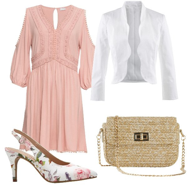 Outfit donna - Total look #1850562. Stile Romantica per Cerimonia. Abbinamento con blazer, vestiti, décolleté, borse a mano.