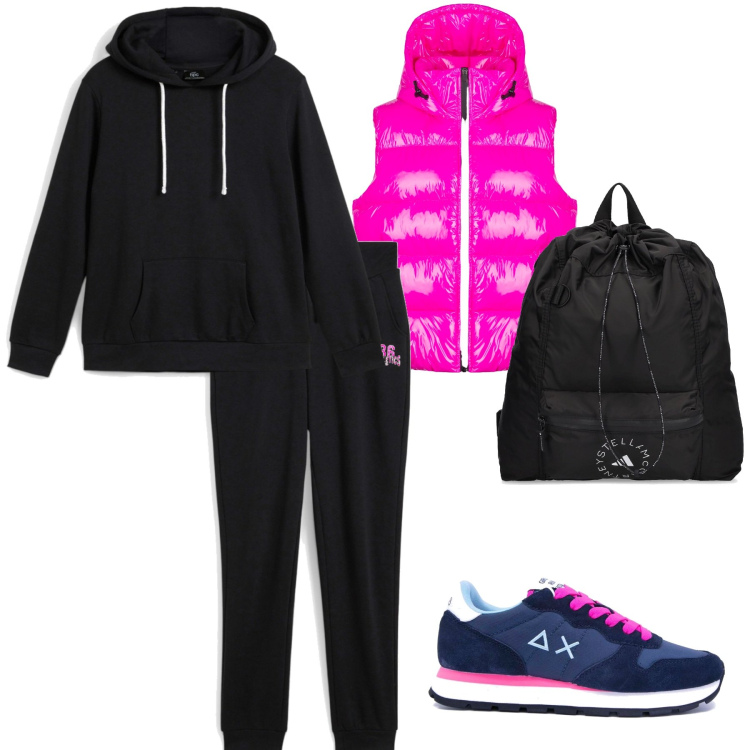 Outfit donna - Pink!. per Sport. Abbinamento con tute sportive, piumini, zaini, sneakers.